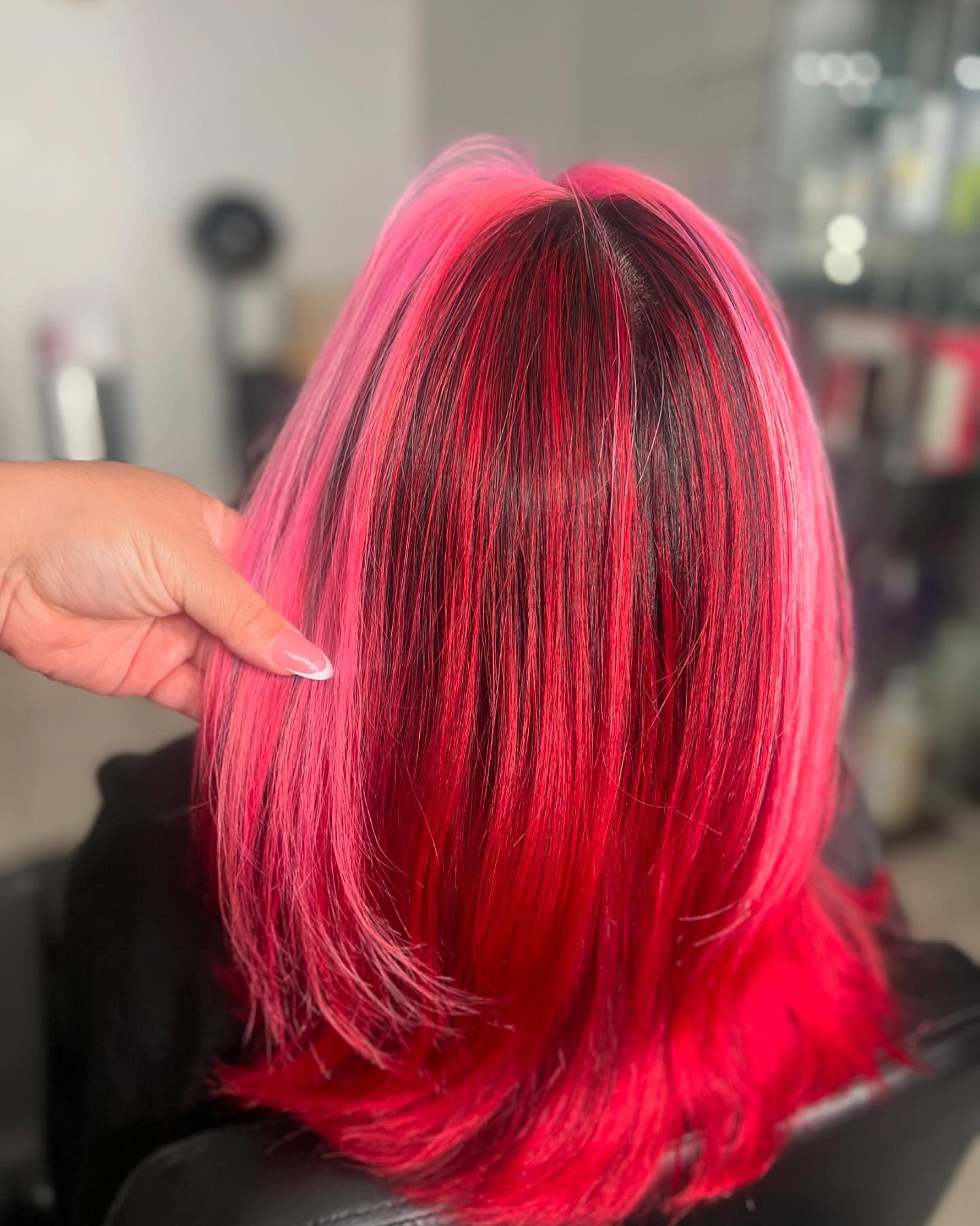 Cherry red and bubblegum pink color by Kathy